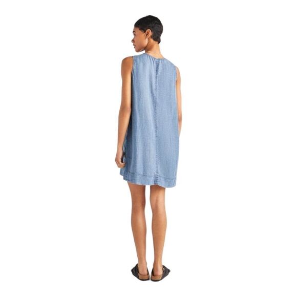 Splendid Denim Lagenlook Sleeveless Large Pocket Jean Mini Dress Women's Sz S - Picture 4 of 12